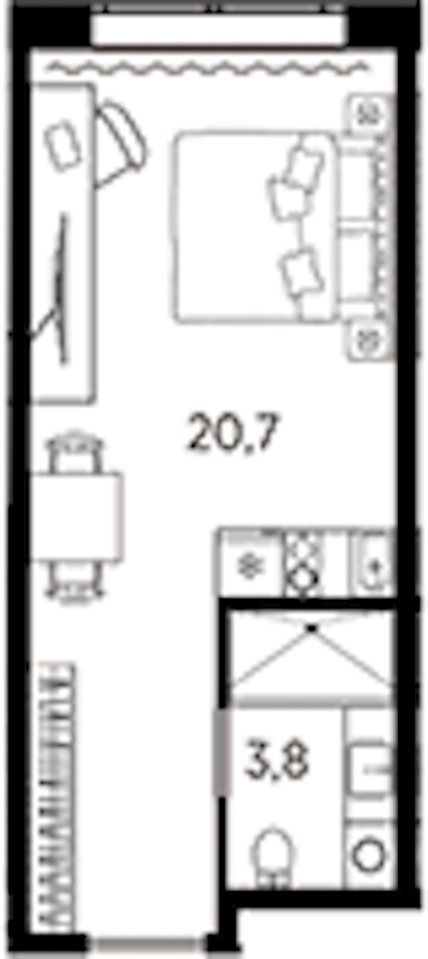 Квартира студия 24.5 м², 2/13 эт., ЖК «AVENIR Industrial»